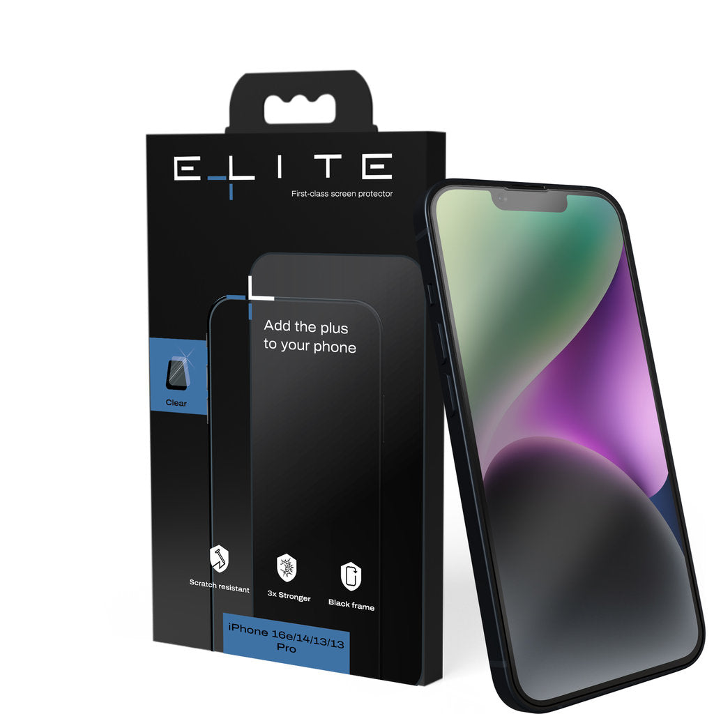 ELITE Clear screenprotector – iPhone 17e / 16e / 14 / 13 / 13 Pro (4)